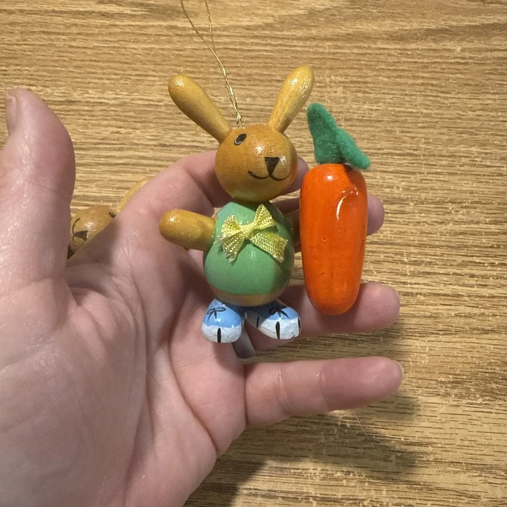 Vintage Dakin‎ & Co. Bunny Carrot Christmas Tree wood Ornaments
